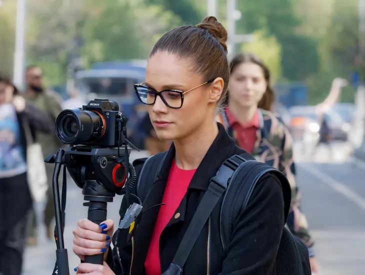 Handheld camera on a news shoot
