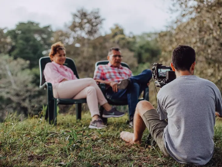 Handheld camera on a news shoot
